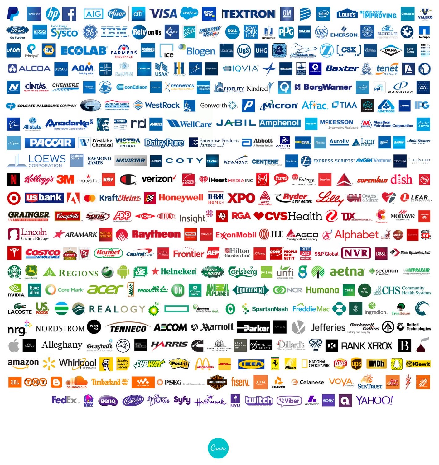 Blue is the most popular color in corporate branding among the Fortune 500 (photo credit: Canva).