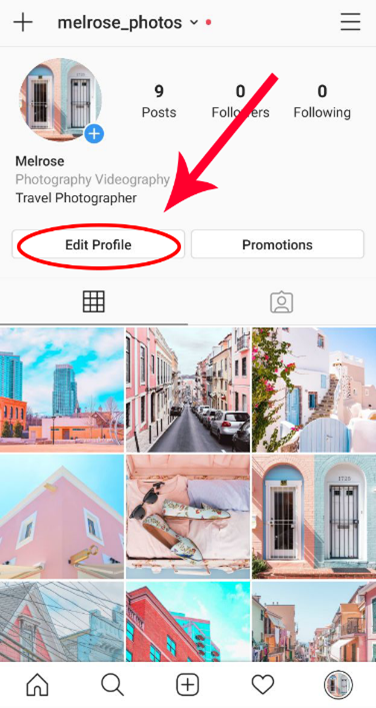 Screenshot for how to edit Instagram profile settings