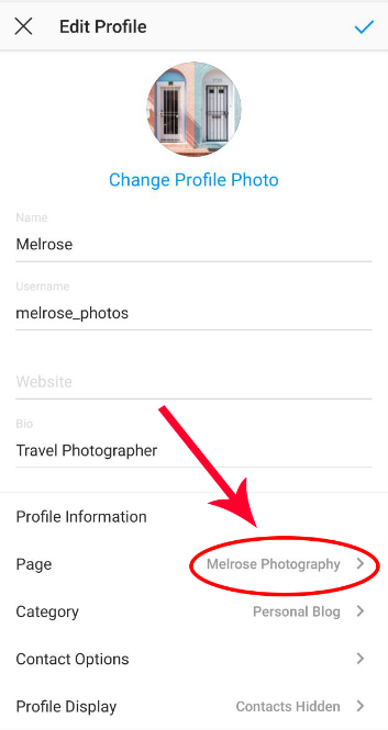 Screenshot to confirm account linking between Facebook and Instagram